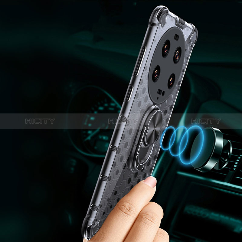 Coque Contour Silicone et Vitre Transparente Miroir 360 Degres avec Support Bague Anneau Aimante Magnetique AM1 pour Xiaomi Mi 13 Ultra 5G Plus