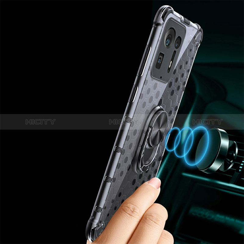 Coque Contour Silicone et Vitre Transparente Miroir 360 Degres avec Support Bague Anneau Aimante Magnetique AM1 pour Xiaomi Mi Mix 4 5G Plus