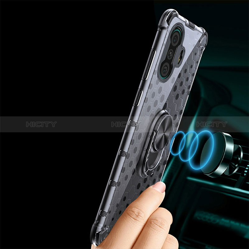 Coque Contour Silicone et Vitre Transparente Miroir 360 Degres avec Support Bague Anneau Aimante Magnetique AM1 pour Xiaomi Poco F3 GT 5G Plus