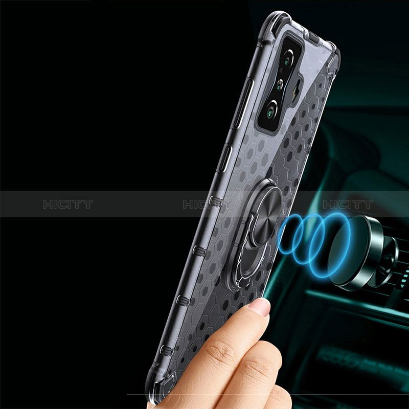 Coque Contour Silicone et Vitre Transparente Miroir 360 Degres avec Support Bague Anneau Aimante Magnetique AM1 pour Xiaomi Poco F4 GT 5G Plus