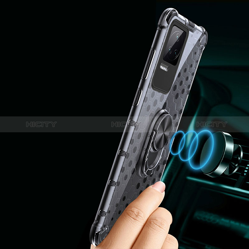 Coque Contour Silicone et Vitre Transparente Miroir 360 Degres avec Support Bague Anneau Aimante Magnetique AM1 pour Xiaomi Redmi K50 5G Plus