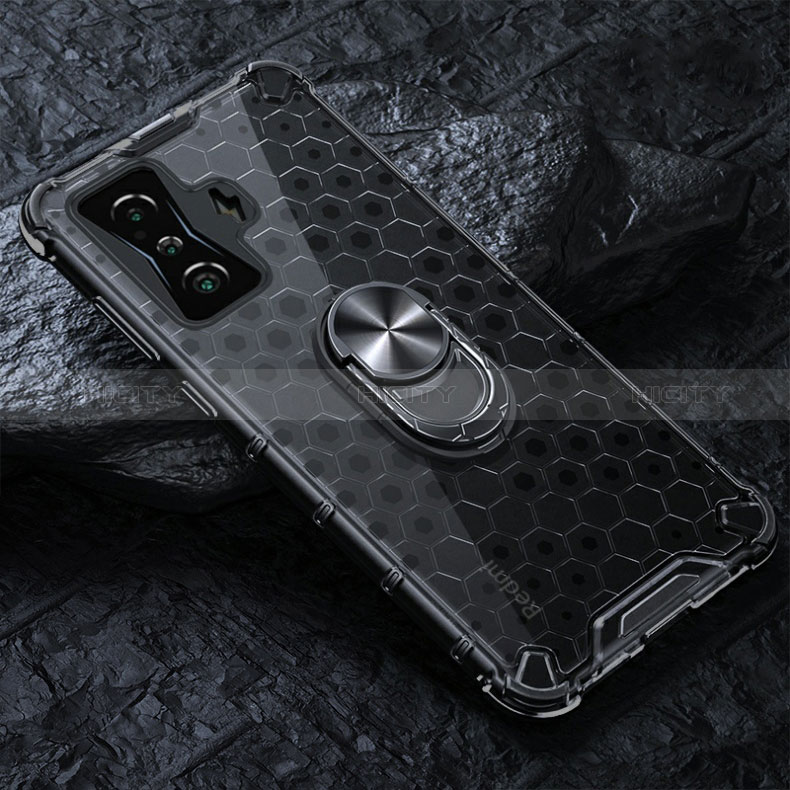 Coque Contour Silicone et Vitre Transparente Miroir 360 Degres avec Support Bague Anneau Aimante Magnetique AM1 pour Xiaomi Redmi K50 Gaming AMG F1 5G Plus