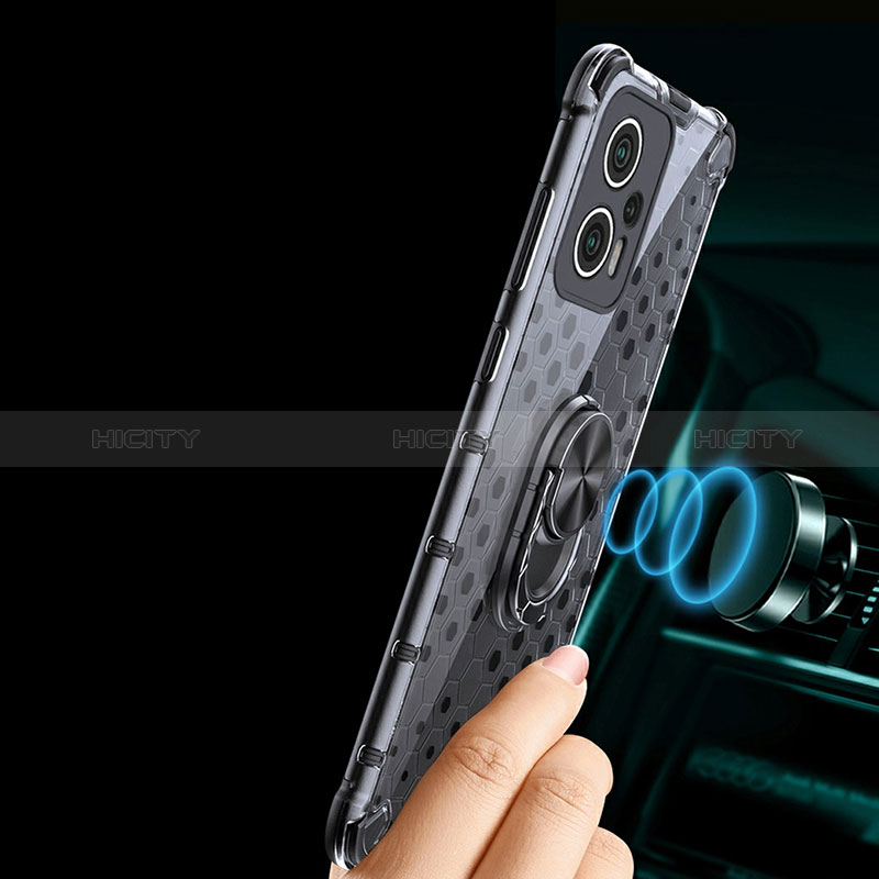 Coque Contour Silicone et Vitre Transparente Miroir 360 Degres avec Support Bague Anneau Aimante Magnetique AM1 pour Xiaomi Redmi K50i 5G Plus