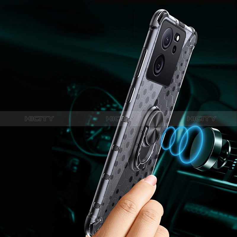 Coque Contour Silicone et Vitre Transparente Miroir 360 Degres avec Support Bague Anneau Aimante Magnetique AM1 pour Xiaomi Redmi K60 Ultra 5G Plus