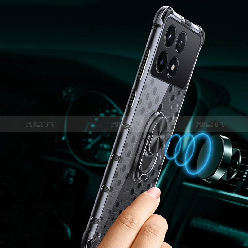 Coque Contour Silicone et Vitre Transparente Miroir 360 Degres avec Support Bague Anneau Aimante Magnetique AM1 pour Xiaomi Redmi K70 5G Plus