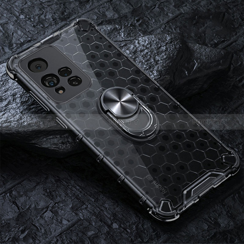 Coque Contour Silicone et Vitre Transparente Miroir 360 Degres avec Support Bague Anneau Aimante Magnetique AM1 pour Xiaomi Redmi Note 11 Pro+ Plus 5G Noir Plus