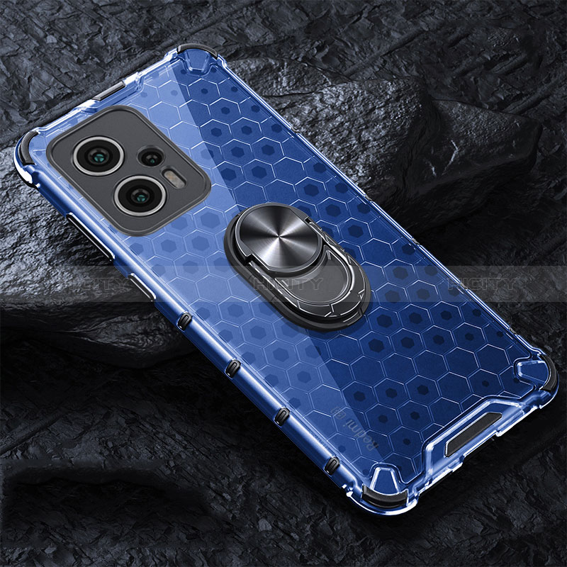 Coque Contour Silicone et Vitre Transparente Miroir 360 Degres avec Support Bague Anneau Aimante Magnetique AM1 pour Xiaomi Redmi Note 11T Pro 5G Plus