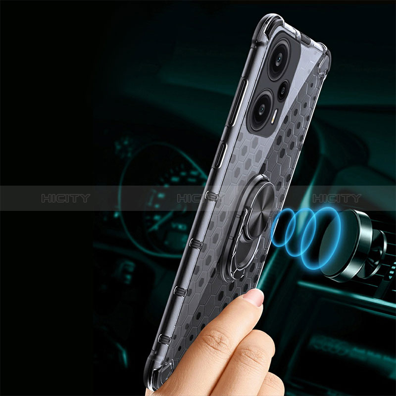 Coque Contour Silicone et Vitre Transparente Miroir 360 Degres avec Support Bague Anneau Aimante Magnetique AM1 pour Xiaomi Redmi Note 12 Turbo 5G Plus