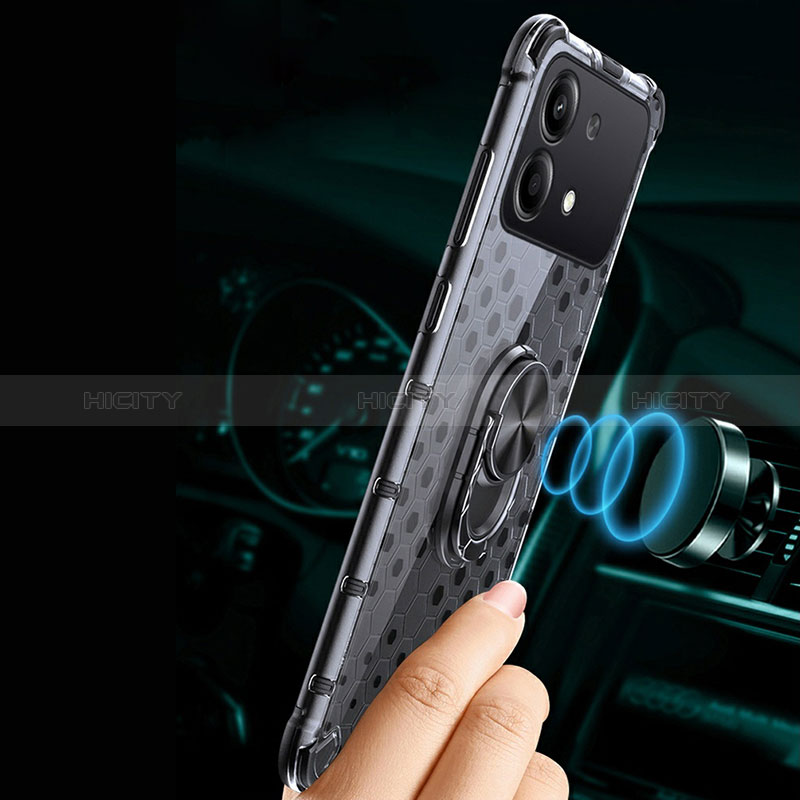 Coque Contour Silicone et Vitre Transparente Miroir 360 Degres avec Support Bague Anneau Aimante Magnetique AM1 pour Xiaomi Redmi Note 13R Pro 5G Plus