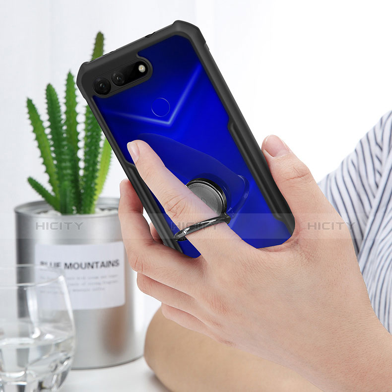 Coque Contour Silicone et Vitre Transparente Miroir 360 Degres avec Support Bague Anneau Aimante Magnetique pour Huawei Honor View 20 Plus