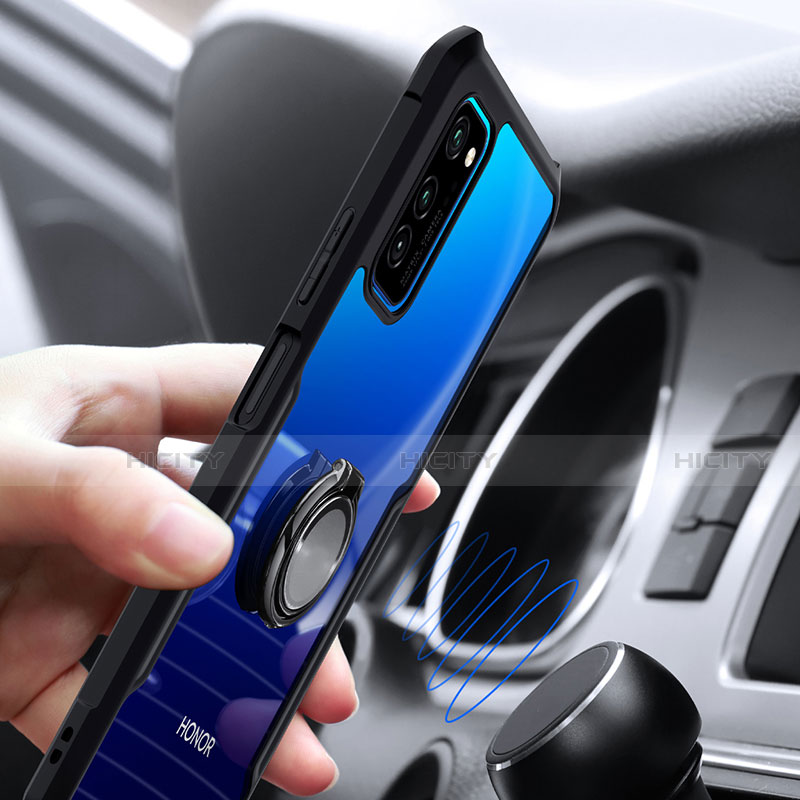 Coque Contour Silicone et Vitre Transparente Miroir 360 Degres avec Support Bague Anneau Aimante Magnetique pour Huawei Honor View 30 5G Plus