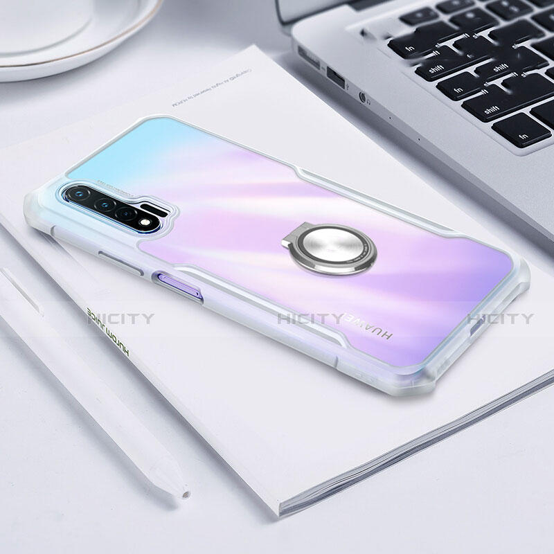 Coque Contour Silicone et Vitre Transparente Miroir 360 Degres avec Support Bague Anneau Aimante Magnetique pour Huawei Nova 6 5G Plus