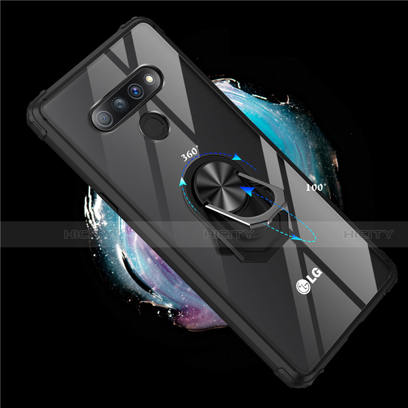 Coque Contour Silicone et Vitre Transparente Miroir 360 Degres avec Support Bague Anneau Aimante Magnetique pour LG Stylo 6 Plus