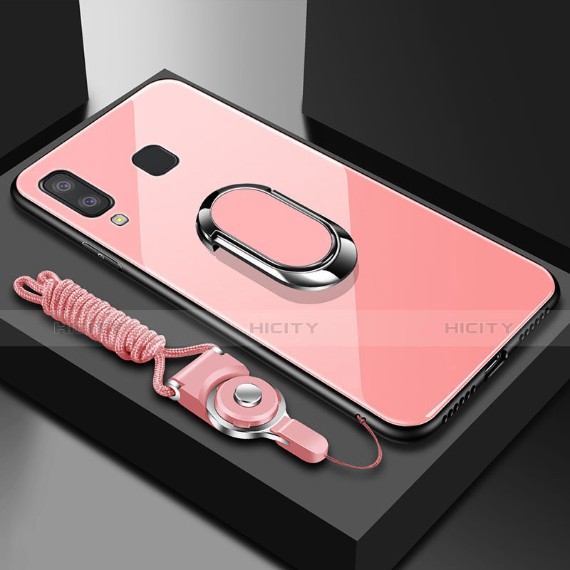 Coque Contour Silicone et Vitre Transparente Miroir 360 Degres avec Support Bague Anneau Aimante Magnetique pour Samsung Galaxy A6s Or Rose Plus