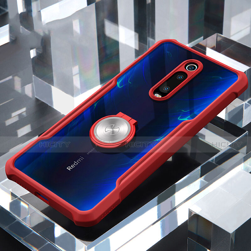 Coque Contour Silicone et Vitre Transparente Miroir 360 Degres avec Support Bague Anneau Aimante Magnetique T01 pour Xiaomi Mi 9T Pro Plus