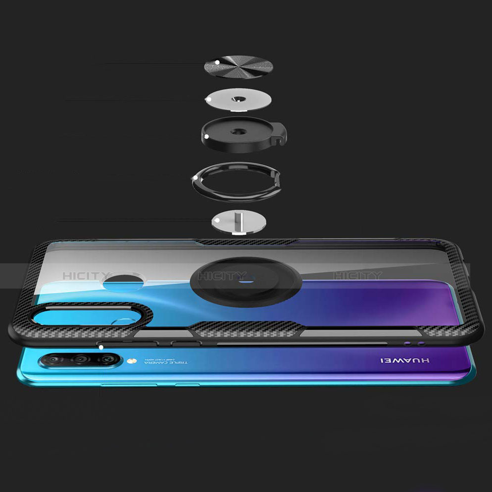 Coque Contour Silicone et Vitre Transparente Miroir 360 Degres avec Support Bague Anneau Aimante Magnetique Z01 pour Huawei Nova 4e Plus