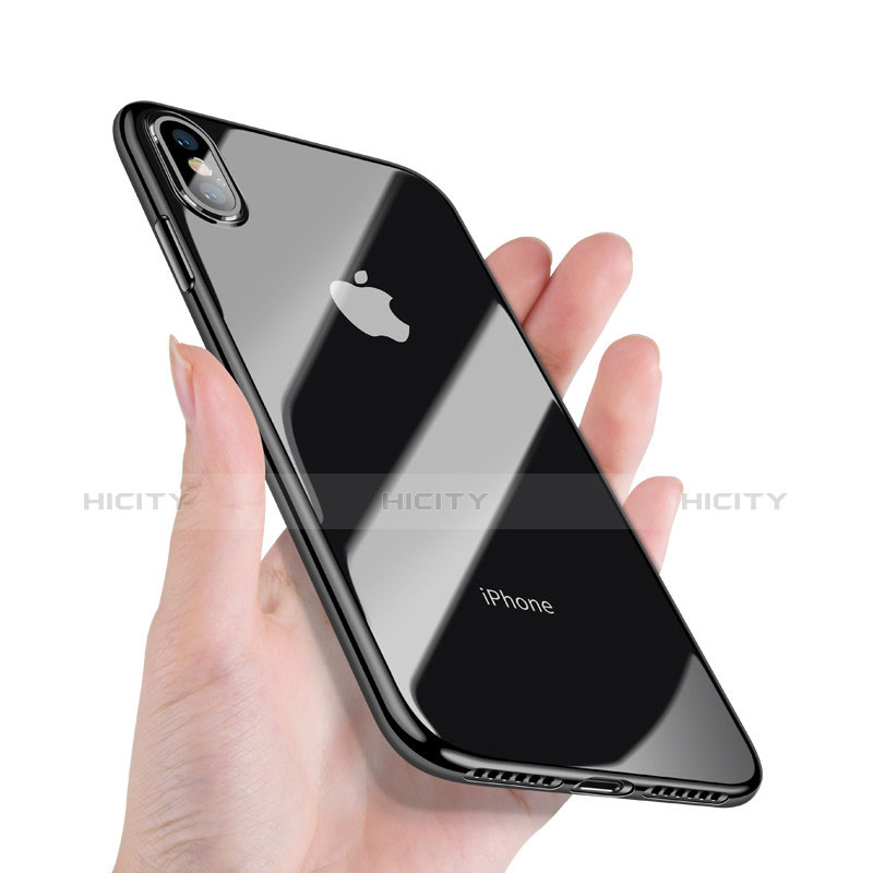 Coque Contour Silicone et Vitre Transparente Miroir 360 Degres C02 pour Apple iPhone Xs Noir Plus