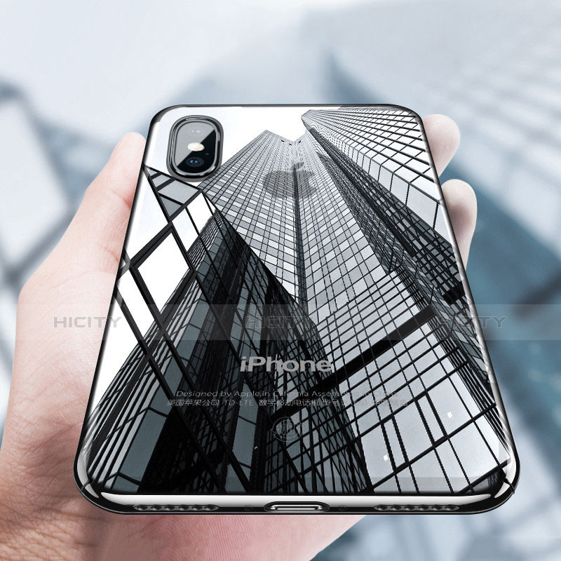 Coque Contour Silicone et Vitre Transparente Miroir 360 Degres C02 pour Apple iPhone Xs Noir Plus