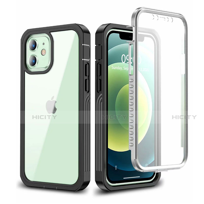 Coque Contour Silicone et Vitre Transparente Miroir 360 Degres pour Apple iPhone 12 Mini Noir Plus