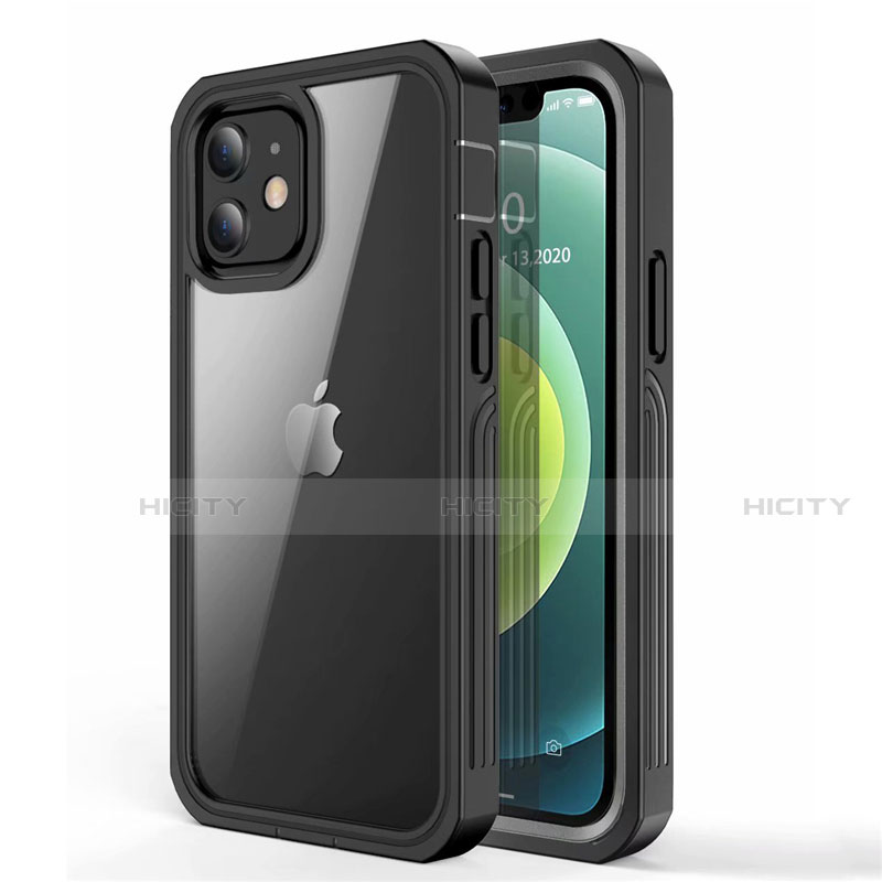 Coque Contour Silicone et Vitre Transparente Miroir 360 Degres pour Apple iPhone 12 Mini Noir Plus