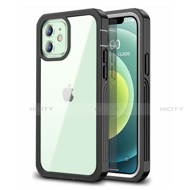 Coque Contour Silicone et Vitre Transparente Miroir 360 Degres pour Apple iPhone 12 Mini Noir Plus