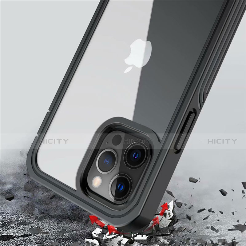 Coque Contour Silicone et Vitre Transparente Miroir 360 Degres pour Apple iPhone 12 Pro Max Noir Plus