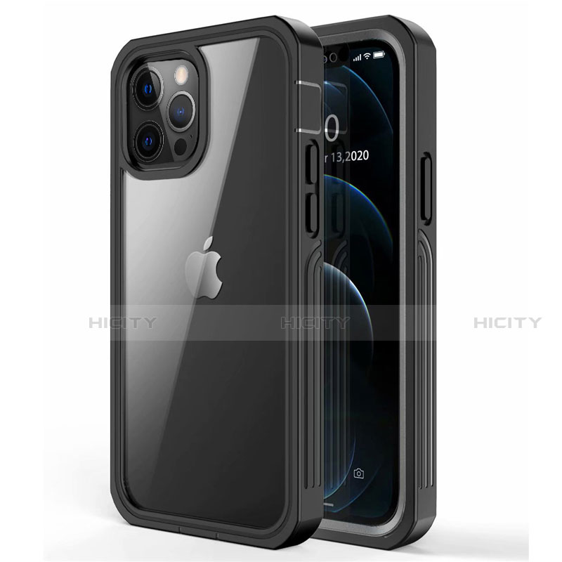 Coque Contour Silicone et Vitre Transparente Miroir 360 Degres pour Apple iPhone 12 Pro Max Noir Plus