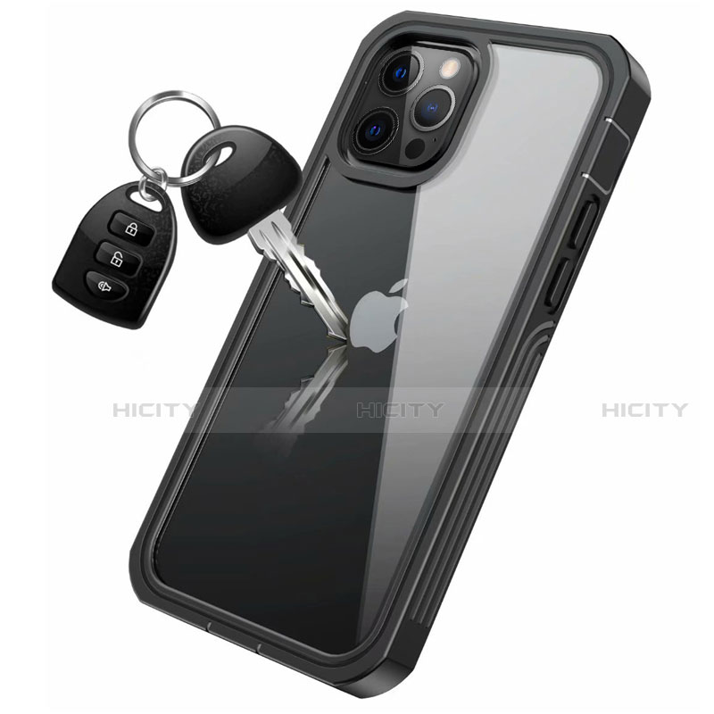 Coque Contour Silicone et Vitre Transparente Miroir 360 Degres pour Apple iPhone 12 Pro Max Noir Plus