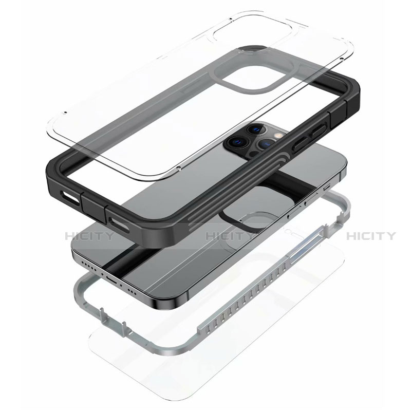 Coque Contour Silicone et Vitre Transparente Miroir 360 Degres pour Apple iPhone 12 Pro Max Noir Plus