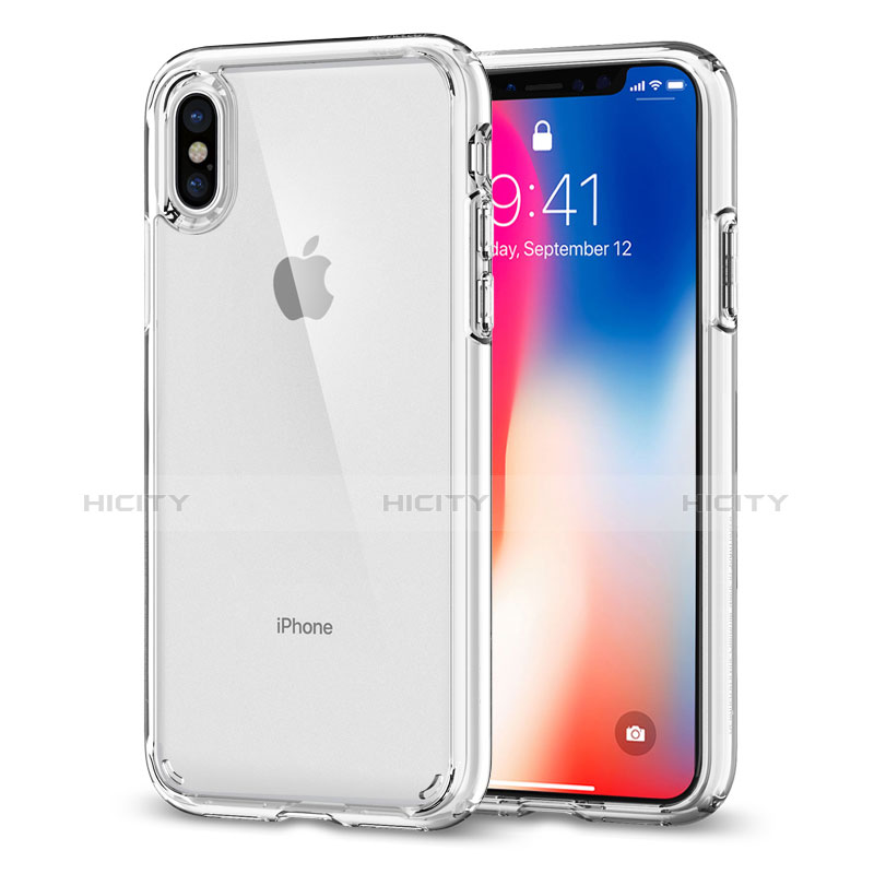 Coque Contour Silicone et Vitre Transparente Miroir 360 Degres pour Apple iPhone X Clair Plus