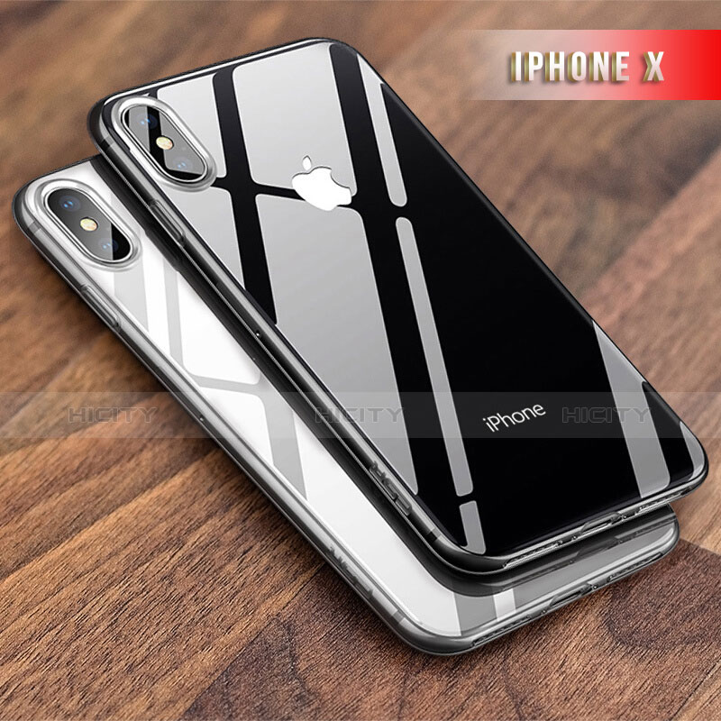 Coque Contour Silicone et Vitre Transparente Miroir 360 Degres pour Apple iPhone X Clair Plus