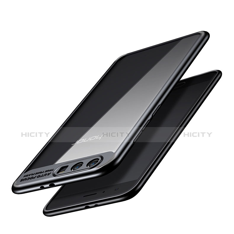 Coque Contour Silicone et Vitre Transparente Miroir 360 Degres pour Huawei Honor 9 Noir Plus