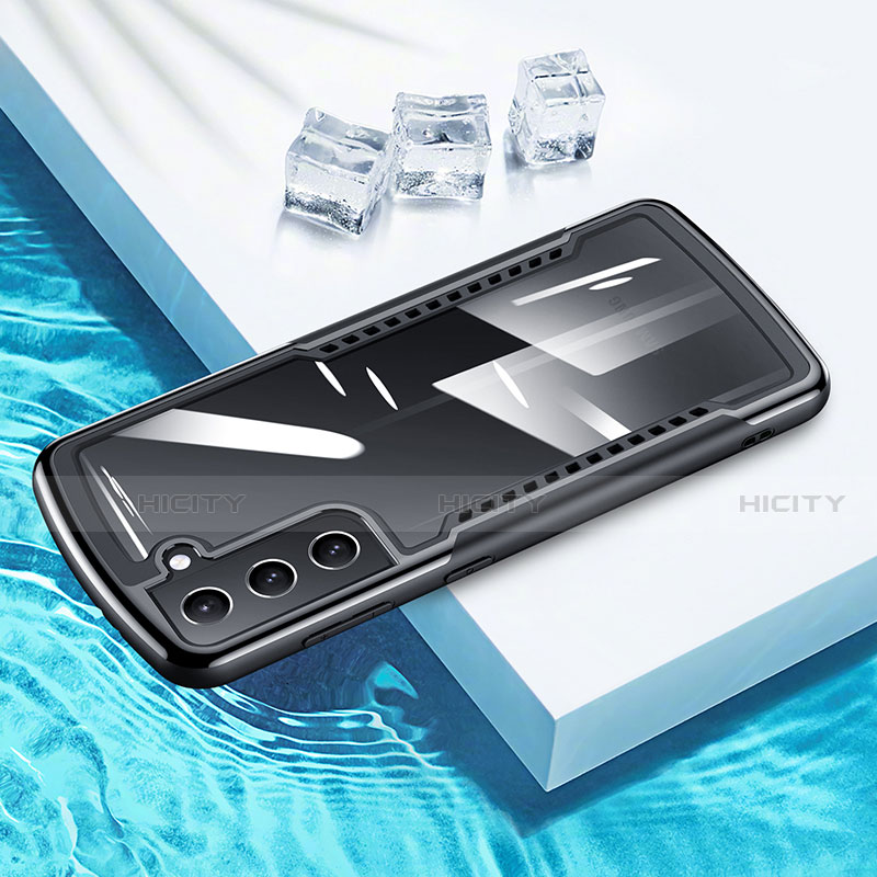 Coque Contour Silicone et Vitre Transparente Miroir 360 Degres pour Samsung Galaxy S21 Plus 5G Noir Plus