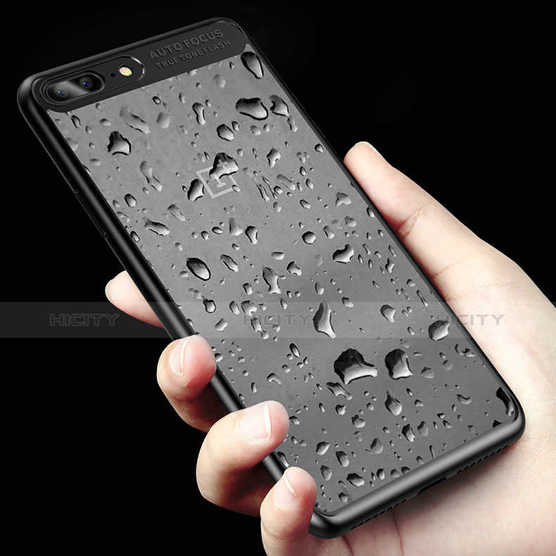 Coque Contour Silicone et Vitre Transparente Miroir 360 Degres T02 pour OnePlus 5 Noir Plus