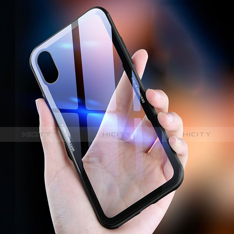 Coque Contour Silicone et Vitre Transparente Miroir 360 Degres T03 pour Apple iPhone Xs Noir Plus