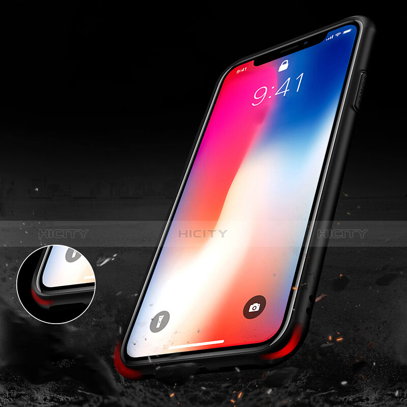 Coque Contour Silicone et Vitre Transparente Miroir 360 Degres T03 pour Apple iPhone Xs Noir Plus