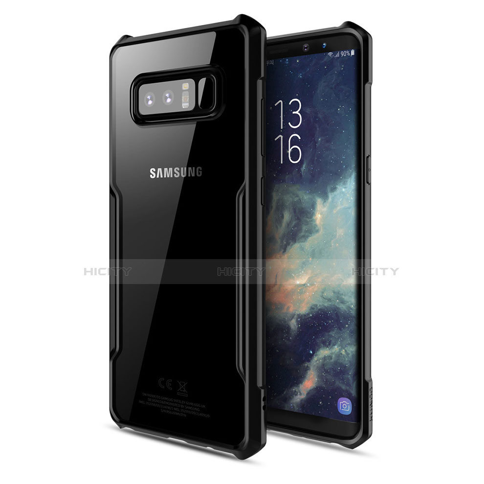 Coque Contour Silicone et Vitre Transparente Miroir 360 Degres T03 pour Samsung Galaxy Note 8 Duos N950F Noir Plus