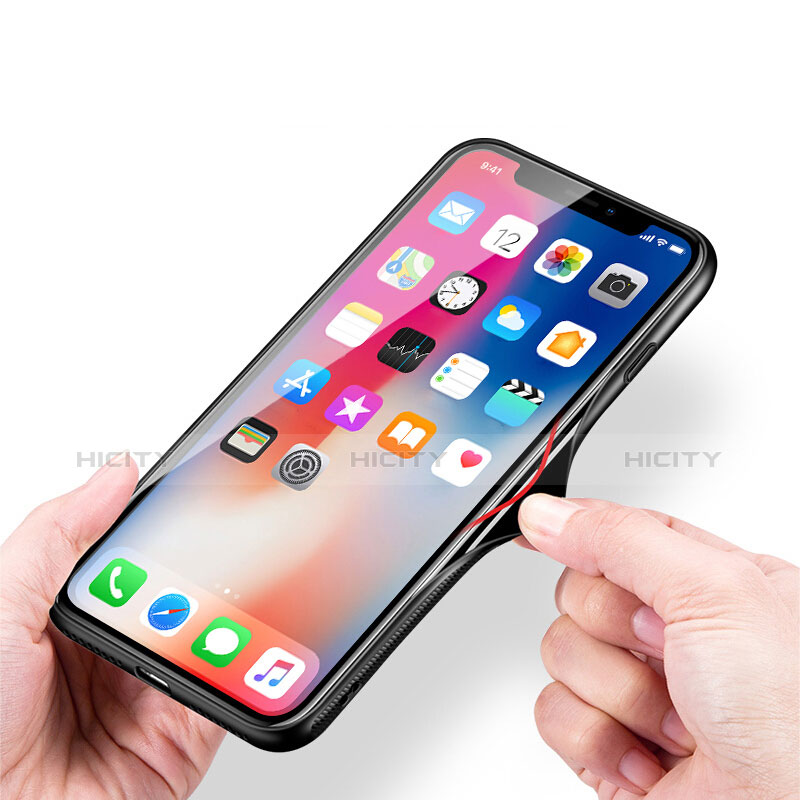 Coque Contour Silicone et Vitre Transparente Miroir 360 Degres T04 pour Apple iPhone Xs Max Noir Plus