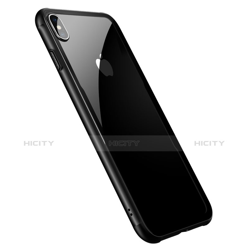 Coque Contour Silicone et Vitre Transparente Miroir 360 Degres T06 pour Apple iPhone X Noir Plus