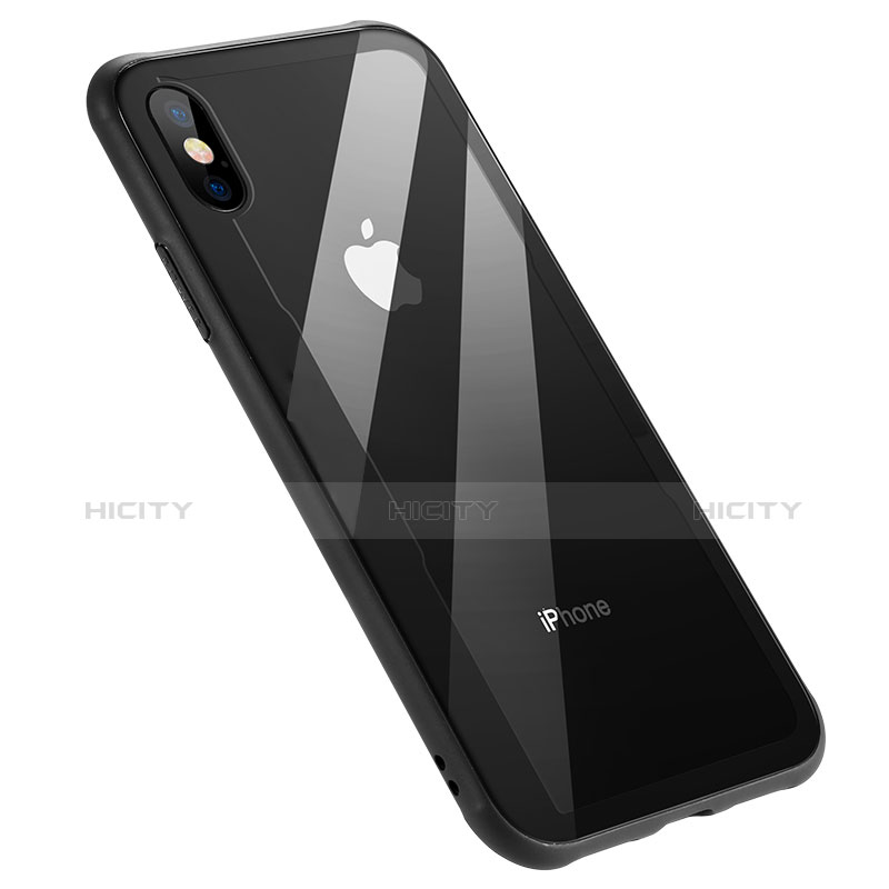 Coque Contour Silicone et Vitre Transparente Miroir 360 Degres T09 pour Apple iPhone Xs Noir Plus