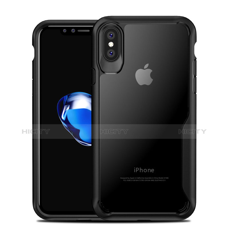 Coque Contour Silicone et Vitre Transparente Miroir 360 Degres T10 pour Apple iPhone Xs Max Noir Plus