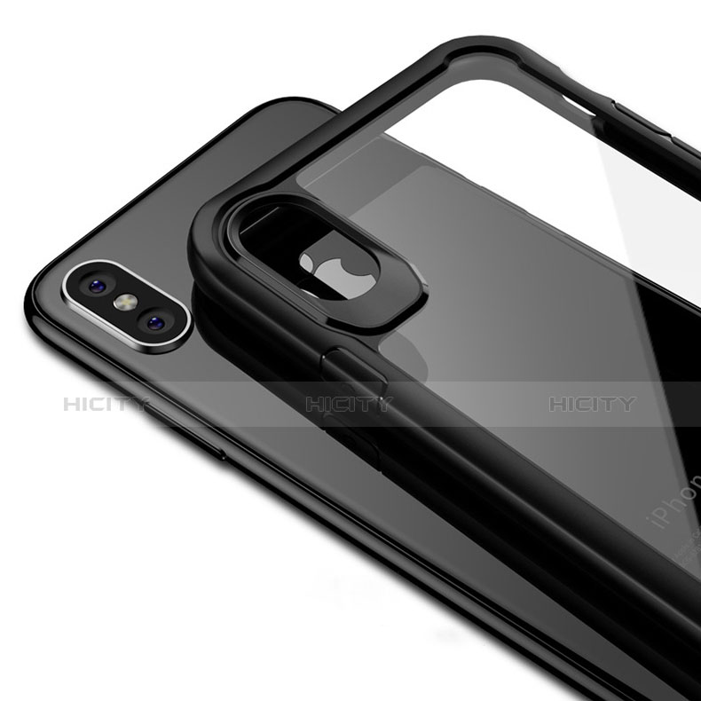 Coque Contour Silicone et Vitre Transparente Miroir 360 Degres T10 pour Apple iPhone Xs Max Noir Plus