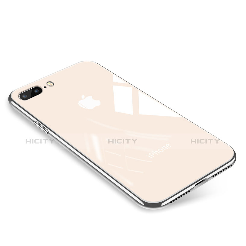 Coque Contour Silicone et Vitre Transparente Miroir Housse Etui pour Apple iPhone 7 Plus Or Plus