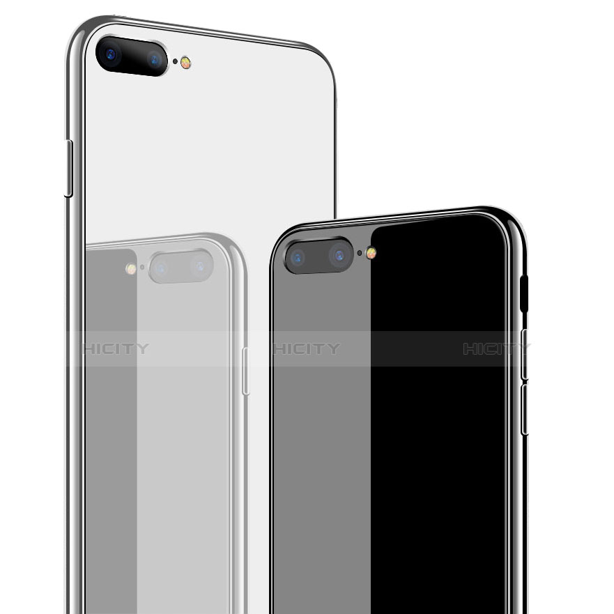 Coque Contour Silicone et Vitre Transparente Miroir Housse Etui pour Apple iPhone 7 Plus Plus