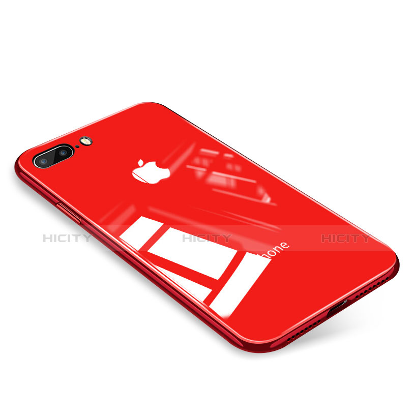 Coque Contour Silicone et Vitre Transparente Miroir Housse Etui pour Apple iPhone 7 Plus Rouge Plus