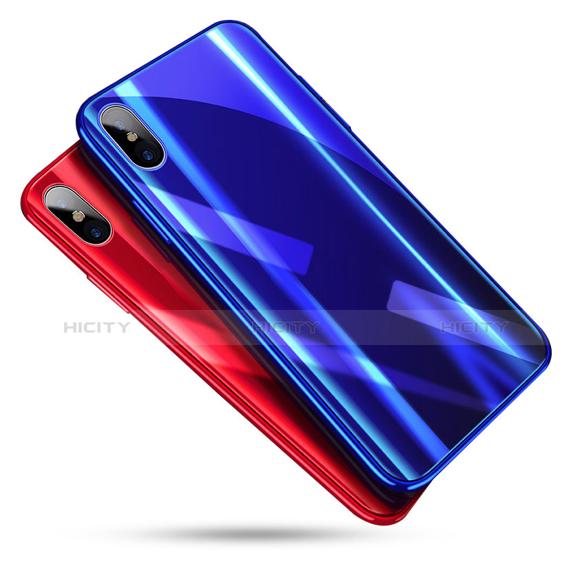 Coque Contour Silicone et Vitre Transparente Miroir Housse Etui pour Apple iPhone X Plus