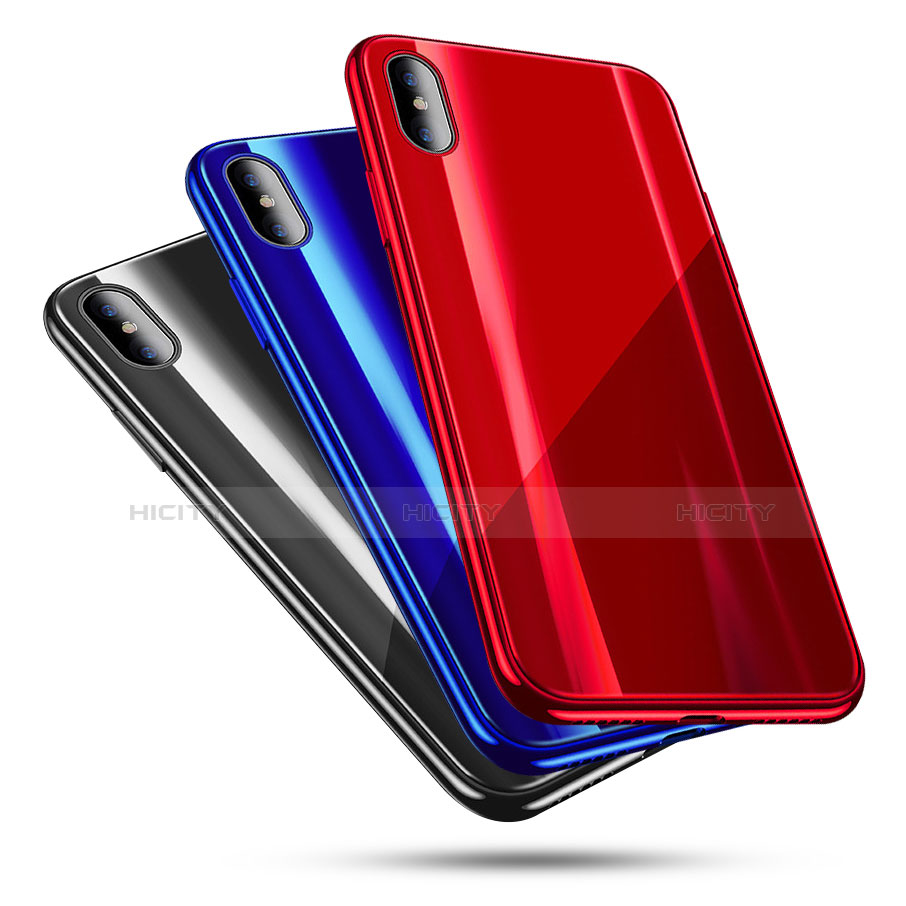 Coque Contour Silicone et Vitre Transparente Miroir Housse Etui pour Apple iPhone Xs Plus