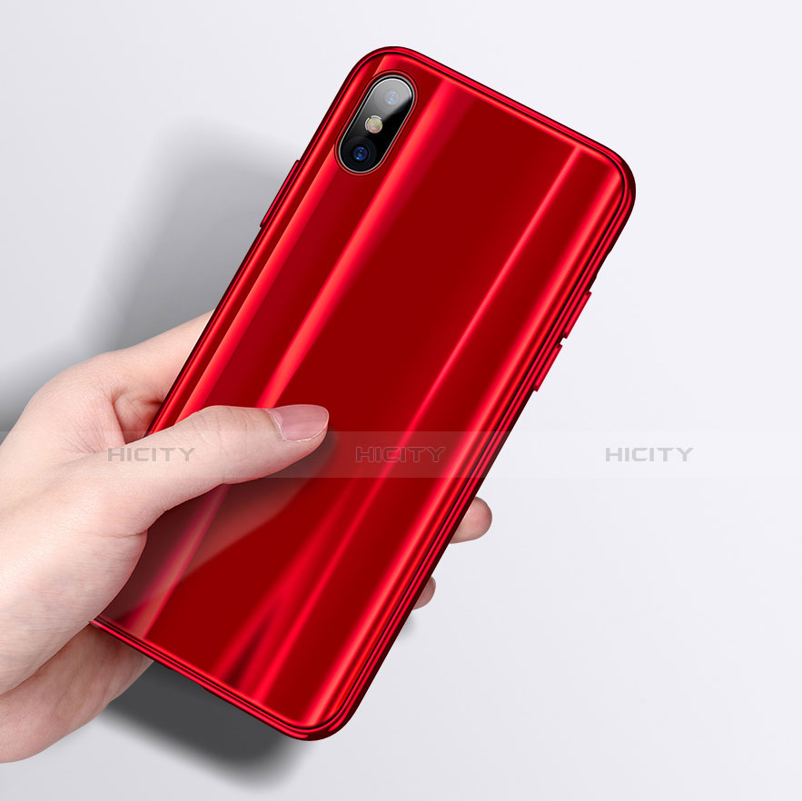 Coque Contour Silicone et Vitre Transparente Miroir Housse Etui pour Apple iPhone Xs Plus