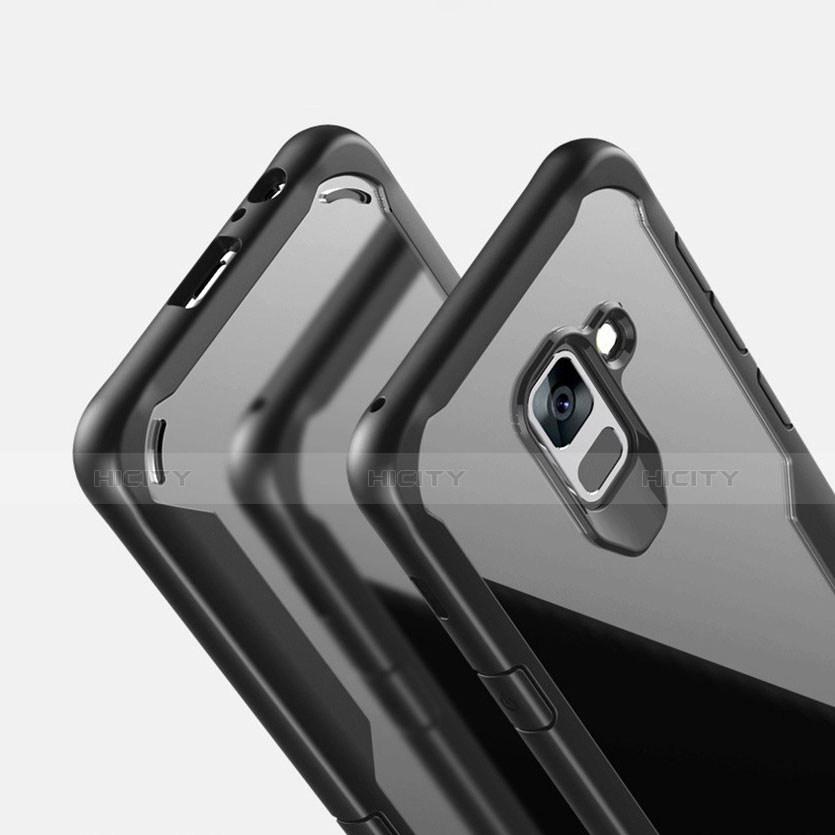 Coque Contour Silicone et Vitre Transparente Miroir Housse Etui pour Samsung Galaxy A8+ A8 Plus (2018) A730F Plus