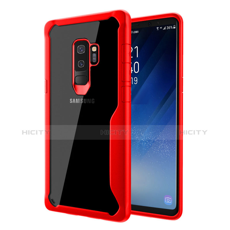 Coque Contour Silicone et Vitre Transparente Miroir Housse Etui pour Samsung Galaxy S9 Plus Rouge Plus